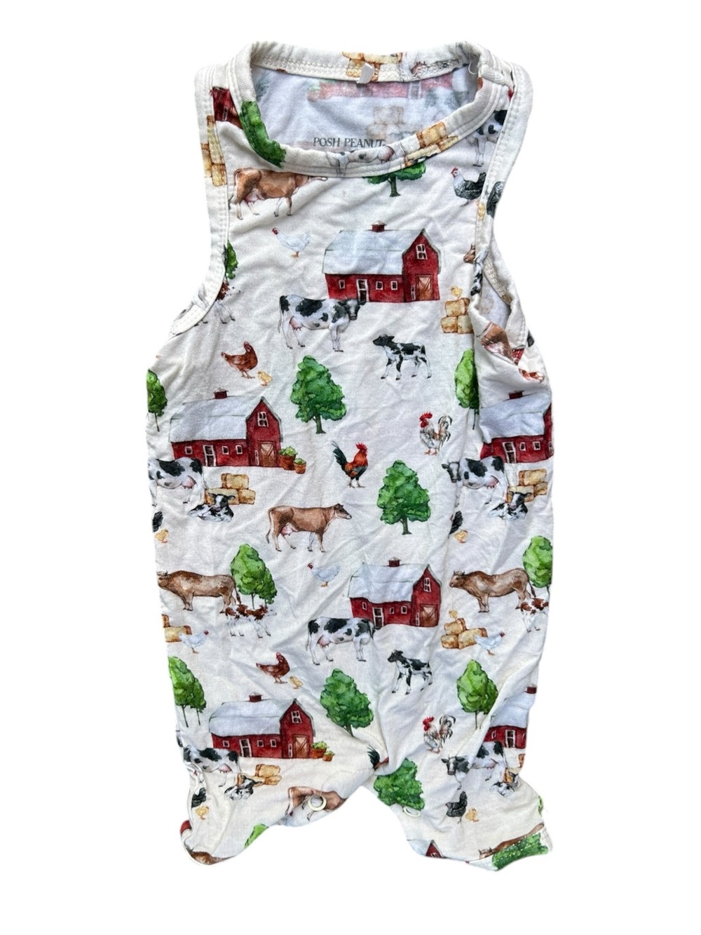 Posh Peanut Farm Print Animals Baby Romper Sleeveless 0-3 Months